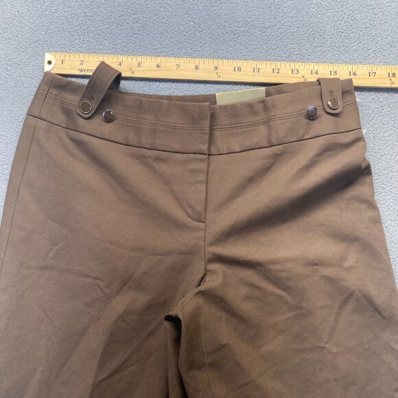 Boutique Essentials Brown Dress‎ Pants Size 8 Wide Leg,Cotton,Zipper - Picture 6 of 15